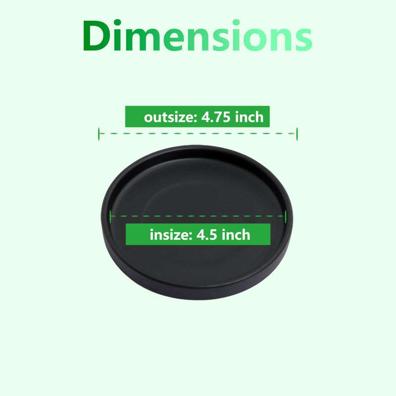 Woiida 4 inch Matte Black Ceramic Plant Saucer (4 Pack)-Ceramic Drainage Tray for Plant Pot - Image 2